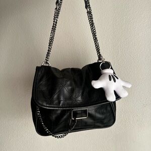 Zara Black Quilted Chain Shoulder Bag